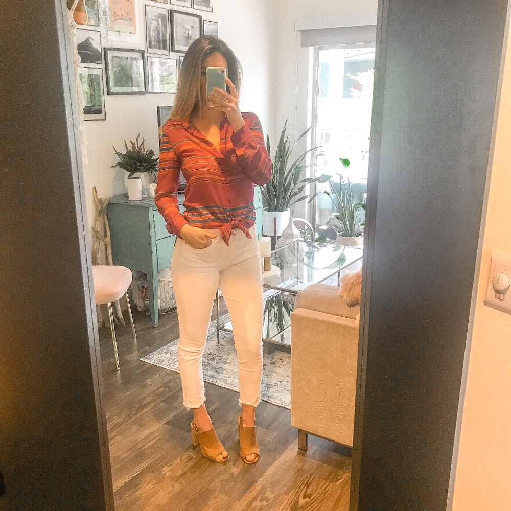 ✨SALE Bright Patterned Sheer Button Down